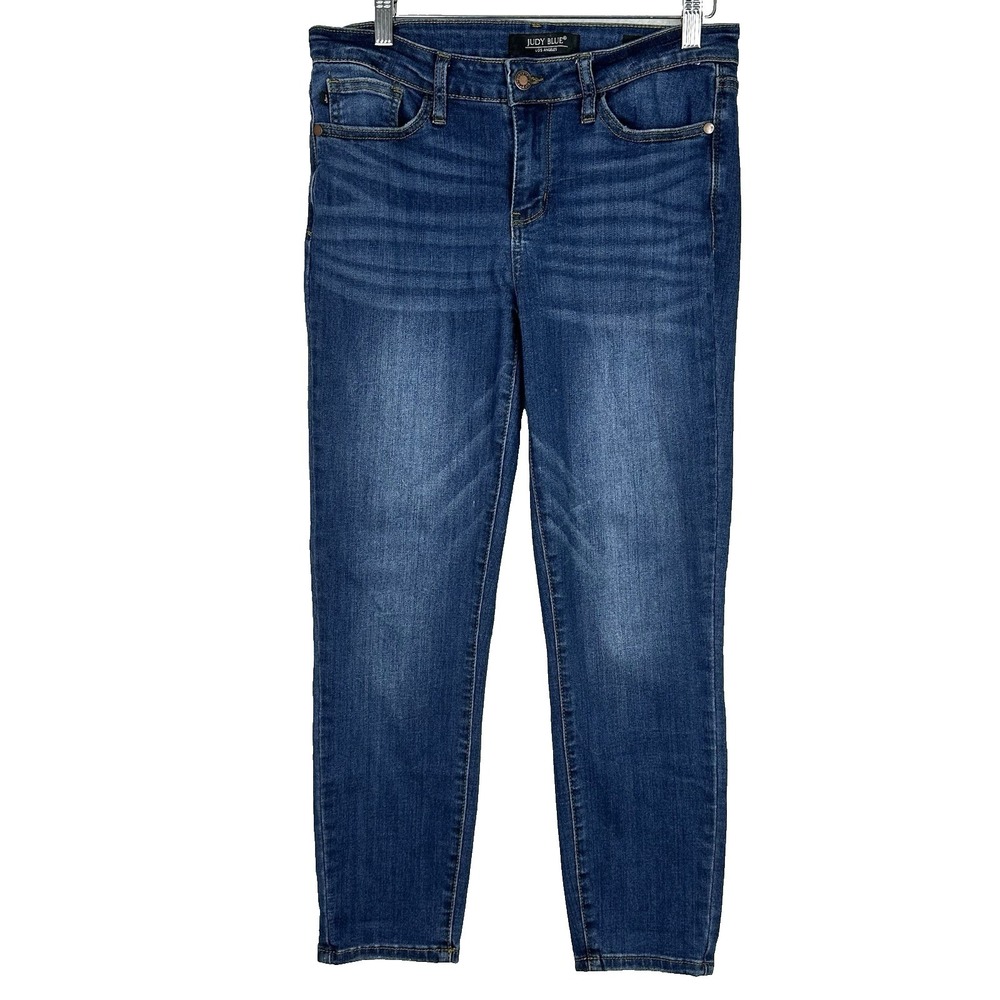 Judy Blue Relaxed Fit Jeans Womens Blue Stretch Denim Cropped Ankle‎